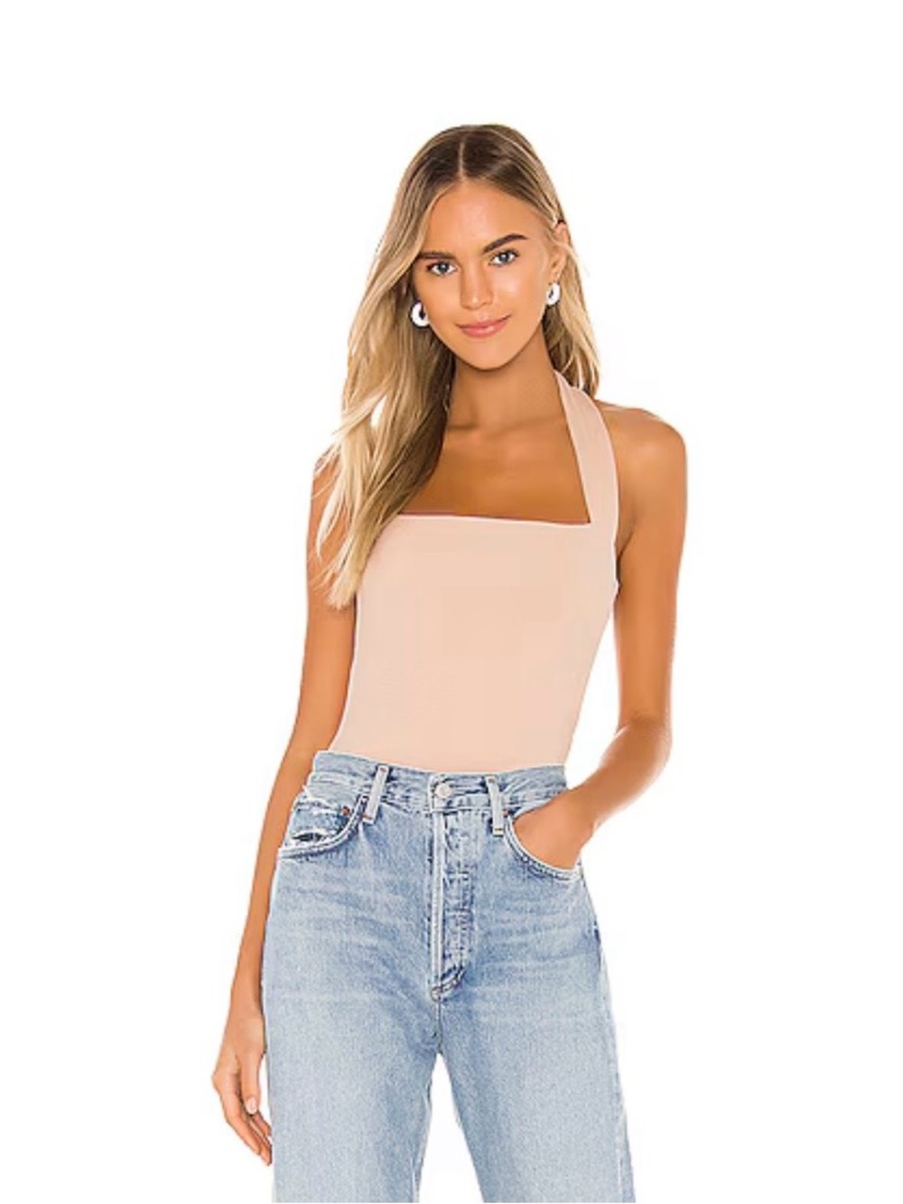 REVOLVE Sleeveless Square Halter Bodysuit - Nude